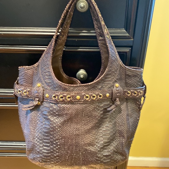 Large dark brown snakeskin print Coach - Picture 2 of 4